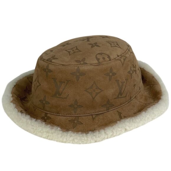 Louis Vuitton Chapeau Monogram Shearling Bucket Hat Sheep Leather Brown main image 6